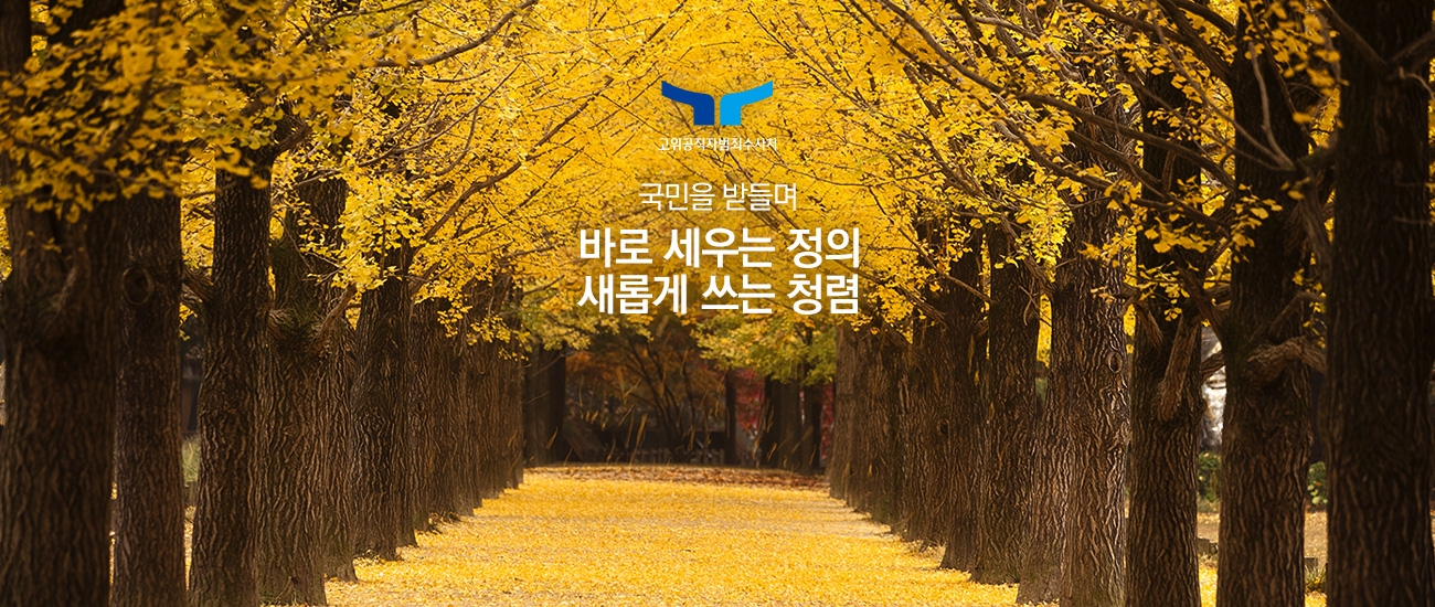 고위공직자범죄수사처 국민을 받들며 바로 세우는 정의 새롭게 쓰는 청렴